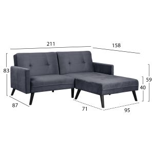 Corner sofa bed Livia Dream with stool Hm3151,01 211x158x83cm