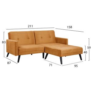 Разтегателен ъглов диван Livia Dream с табуретка Hm3151,09