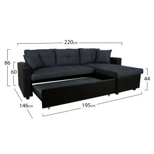 Corner sofa bed Wayne 220x146x86 Hm3028,01