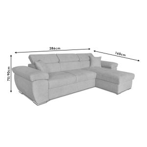Comy reversible corner sofa bed beige-brown 286x160x75-90cm