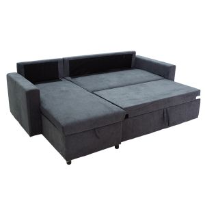 Lilian reversible corner sofa bed, anthracite color, 225x148x81cm
