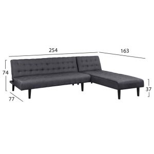 Reversible corner sofa bed Zelda Hm3154,01 gray textile 254x163x74cm