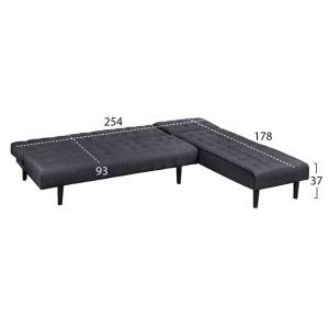 Reversible corner sofa bed Zelda Hm3154,01 gray textile 254x163x74cm
