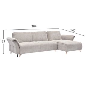 Extendable corner sofa bed Mailo, beige fabric-metal legs 300x150x80hcm Hm6071,05