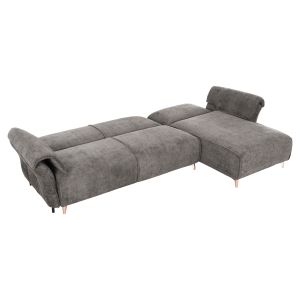 Extendable corner sofa bed Mailo, dark gray fabric-metal legs 300x150x80hcm Hm6071,02