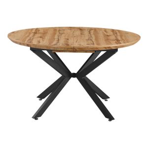 Edina Extendable Table Made of Mdf in Sonoma Color with Black Metal Legs 130-170x130x75cm