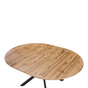 Edina Extendable Table Made of Mdf in Sonoma Color with Black Metal Legs 130-170x130x75cm