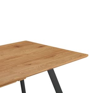 Разтегателна маса Kannu в естествен цвят с черни метални крака 160-200x90x75см