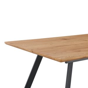 Разтегателна маса Kannu в естествен цвят с черни метални крака 160-200x90x75см
