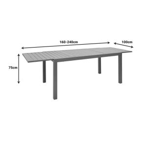 Lafla aluminum extendable table in champagne color 160-240x90x75cm