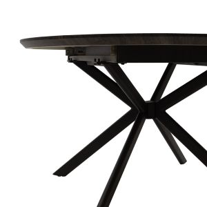 Spiral extendable dining table with gray top and black metal legs 120-160x120x75m