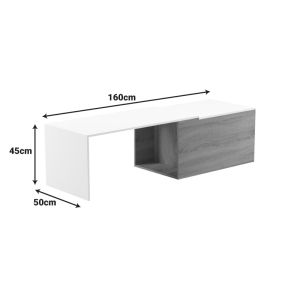 Разтегателна масичка за кафе Extera в бяло-сонома нюанс 100-160x50x45см