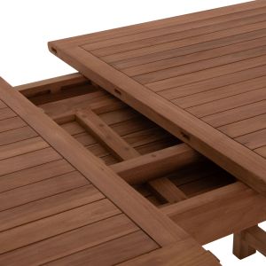 Extendable dining table Crander Hm6376 teak wood in natural color 180-240x100x76cm.