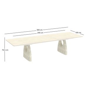 Extendable dining table Goffen Sm6409.01 aluminum ivory top and sintered stone 240 to 300x100x76.5h