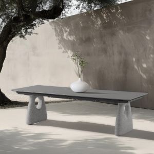 Extendable dining table Goffen Sm6409.02 dark gray aluminum sintered stone surface 240 to 300x100x76.5h