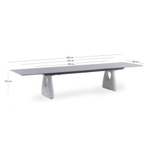 Extendable dining table Goffen Sm6410.02 dark gray aluminum sintered stone top 280-400x100x76.5in