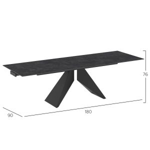 Разтегателна трапезна маса Dominion Sm18095 керамика-метал 180(40+40)x90x76 Cm