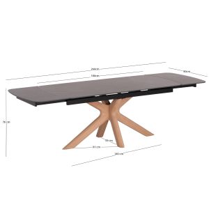 Разтегателна трапезна маса Horizon Sm18091.02 керамичен плот - крака от бреза с фурнир от ясен 180(+40+40)x90x76см.