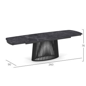 Разтегателна трапезна маса Memnon Sm18098 керамичен плот-метал черен 180x90x76h