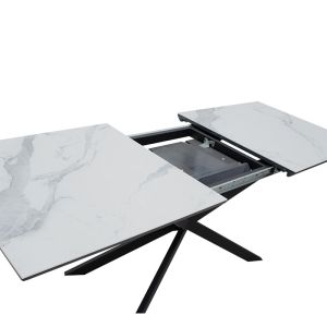 Extendable dining table Palan Mdf with marble effect 160-200x80x77cm
