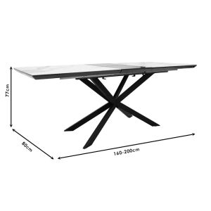 Extendable dining table Palan Mdf with marble effect 160-200x80x77cm