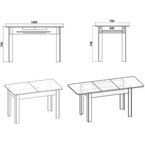 Extendable dining table Quiin sonoma color 120-174x70x73.5cm