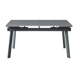 Extendable dining table Bruno top gray technical stone black metal leg 150x90x76cm