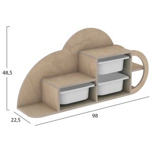 Cobb wall shelf birch, in natural-sky blue p,e, drawers 98x22.5x48.5hcm Hm18227
