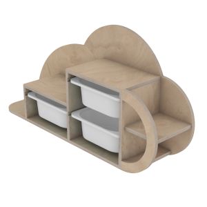 Cobb wall shelf birch, in natural-sky blue p,e, drawers 98x22.5x48.5hcm Hm18227