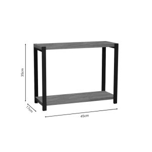 Lerf shelf-table with oak-colored melamine top and black metal frame 45x17x35cm