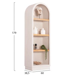 Рафтове Santorini Hm18045 мдф в бяло-рафтове дърво масив ела в естествен цвят 60x38.5x179hcm