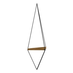 Wall shelves 2-piece set Cannard, melamine in natural and black metal 23x15x60cm (hm8925,11)