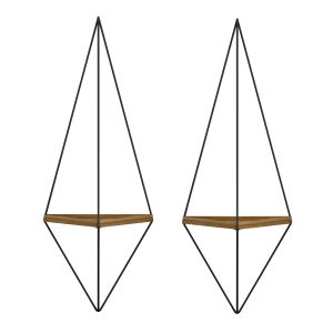 Wall shelves 2-piece set Cannard, melamine in natural and black metal 23x15x60cm (hm8925,11)