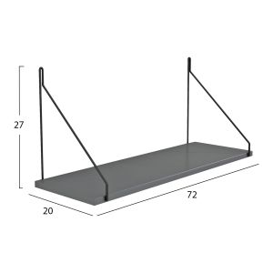 Agilan wall shelves, melamine in dark gray color 72x20x27cm (hm9183,20)