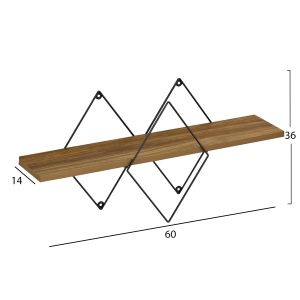 Chantria wall shelves, oak-black melamine-metal 60x14x36cm (hm8934,11)