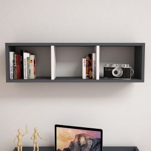 Wall shelves, melamine in gray and white 90x22x25.6cm (hm9228.13)
