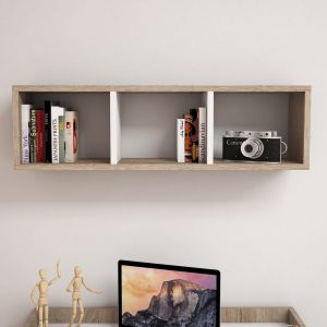 Wall shelves, melamine in Sonoma and white colors 90x22x25.6cm (hm9228.12)