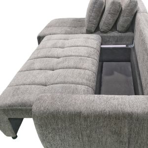 Реверсивен ъглов разтегателен диван Vivad дамаска антрацит 275x164x91см