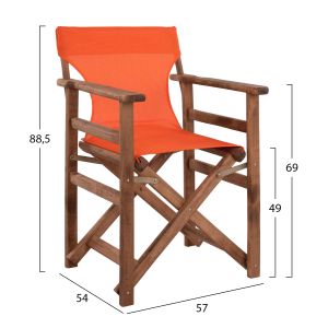 Режисьорски стол Limnos Walnut с надпис Orange Hm10368,02