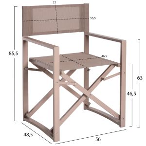 Режисьорски стол алуминиев цвят шампанско 57x48,5x85,5hcm Hm5094,03