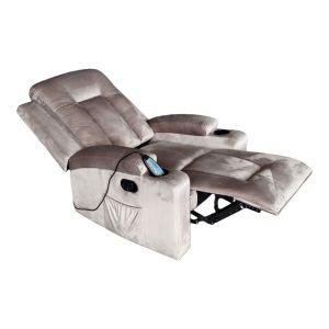 Relax armchair with massage mechanism, Gessel velvet, in a gray shade 80x90x98cm