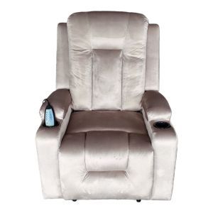 Relax armchair with massage mechanism, Gessel velvet, in a gray shade 80x90x98cm