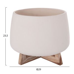 Саксия Frello Hm4674.02l от фиброцимент в стойка от бял тик 29x29x23.5всм.