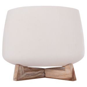 Саксия Frello Hm4674.02l от фиброцимент в стойка от бял тик 29x29x23.5всм.