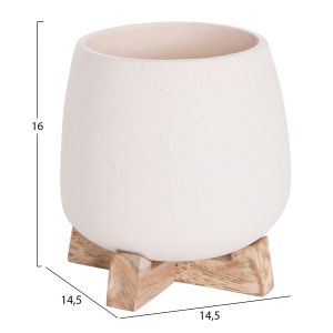 Саксия Frello Hm4674.02s от фиброцимент в стойка от бял тик 14.5x14.5x16всм.