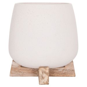 Саксия Frello Hm4674.02s от фиброцимент в стойка от бял тик 14.5x14.5x16всм.