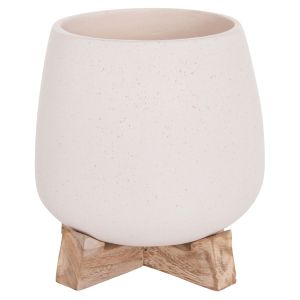 Саксия Frello Hm4674.02s от фиброцимент в стойка от бял тик 14.5x14.5x16всм.