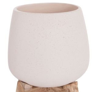 Саксия Frello Hm4674.02s от фиброцимент в стойка от бял тик 14.5x14.5x16всм.