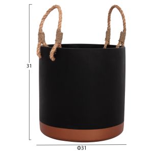 Tryll Fb94690m fiber cement planter in black with rope Φ31x31hcm.