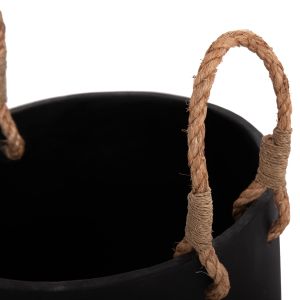 Tryll Fb94690m fiber cement planter in black with rope Φ31x31hcm.